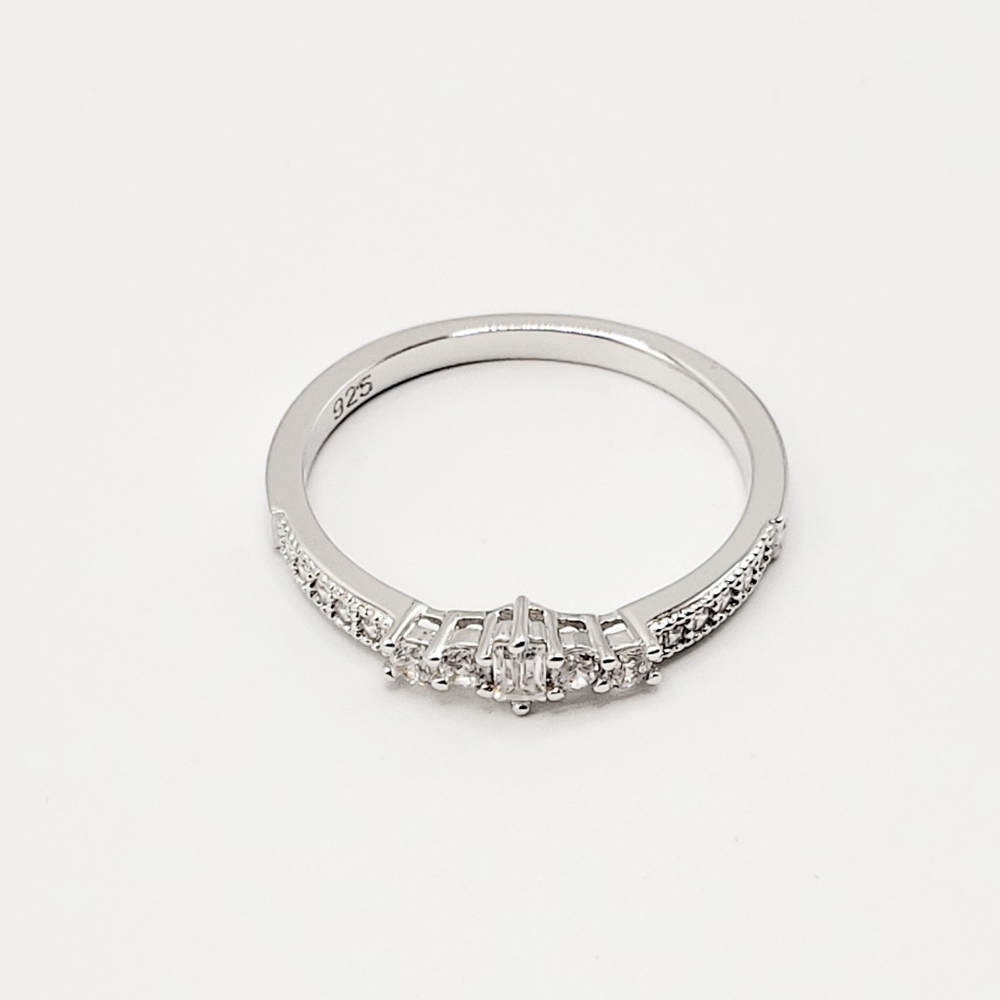 Emerald Cut Engagement Ring with Round Cut Accents